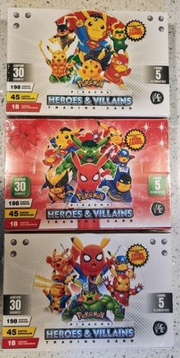 (3 Boxes 90 Cards Packs) New PIKACHU Cosplay 2 HEROES & VILLAINS Flash Edition