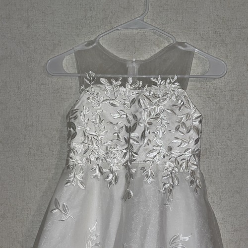 Girls Size 7 Miniature Bride Dress First Communion White Tulle Embroidered Lace - Picture 2 of 14