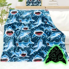Kids Shark Blanket Whale Gifts - Glow in The Dark Blanket for Boys Girls - So...
