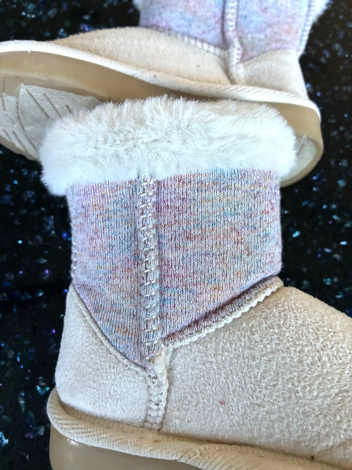 Baby девочек теплый ботинок ботинки - бежевый искусственного меха подкладка - размер 5 - свет вверх - Изображение 2 из 4