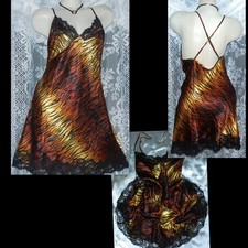 VTG 1997UNWORN VICTORIA'S SECRET SZ L TIGER SATIN BABYDOLL NIGHTGOWN CHEMISE