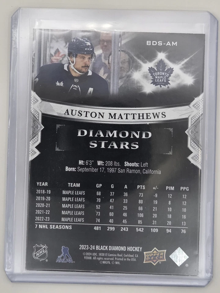 2023-24 Upper Deck Black Diamond #BDS-AM Auston Matthews Diamond Stars #/299 - Image 2 of 2