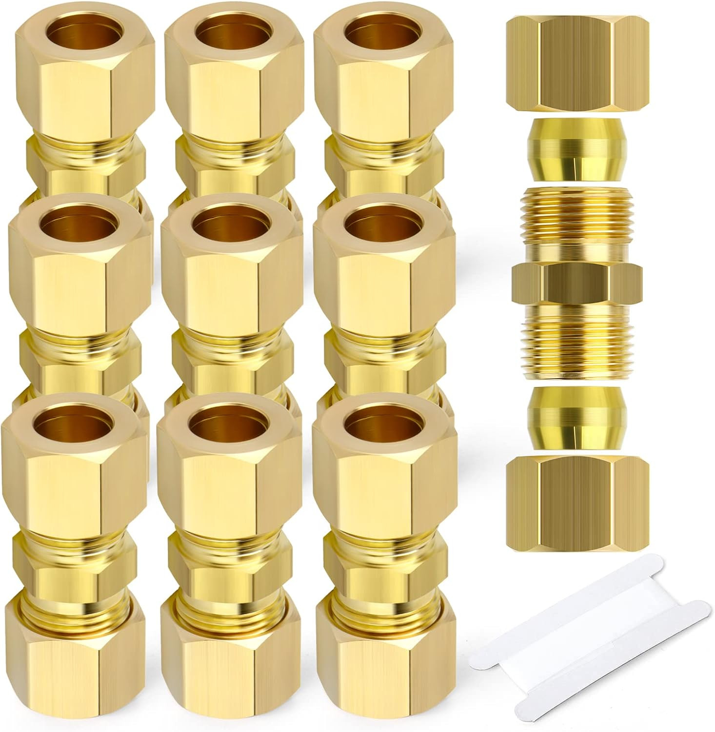 Brass Compression Tube Fitting Connector 1/4in OD x 1/4in OD Connector