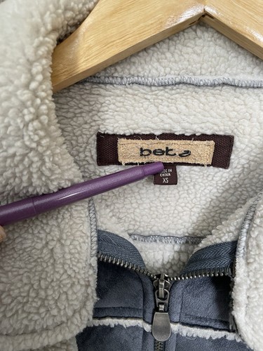 Vintage 00s Bebe Faux Suede Jacket Coat authentic Y2K Xs Small Zip Shearling - Picture 3 of 24