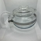 PYREX Flameware 6 Cup Glass Teapot Kettle Coffee Pot 8446B Vtg 1960s