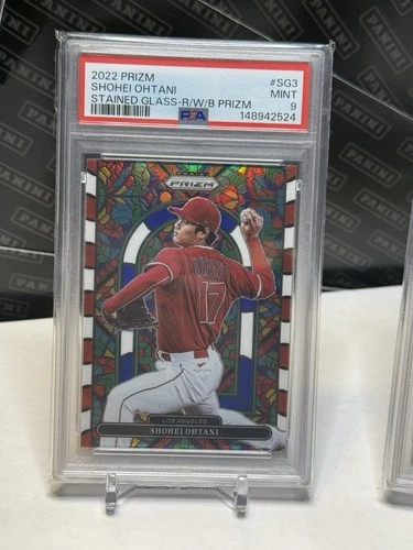 2022 Prizm Shohei Ohtani Stained Glass Red White Blue Prizm #SG-3 PSA 9 Angels