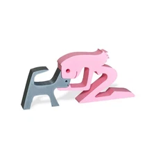 3D Printed Sculpture – Woman and Cat Intertwined, Unique Modern Art Decor