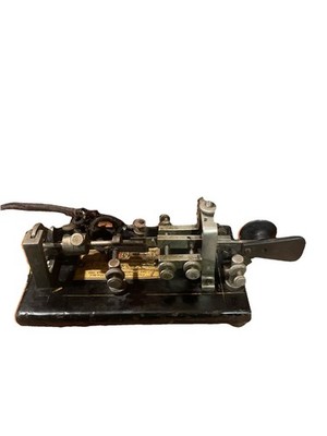 1919 Vibroplex Brooklyn Telegraph Key 67394 + WU Wedge & Carrying Wood Case