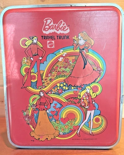 Mattel Barbie Travel Trunk Mod Era Hard Plastic Carry Case 1972 No Handle VNTG