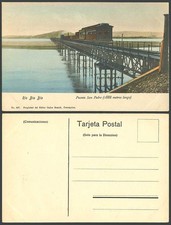 Chile alte AK Rio Bio Bio Puente San Pedro Eisenbahnbrücke, Lok Zug
