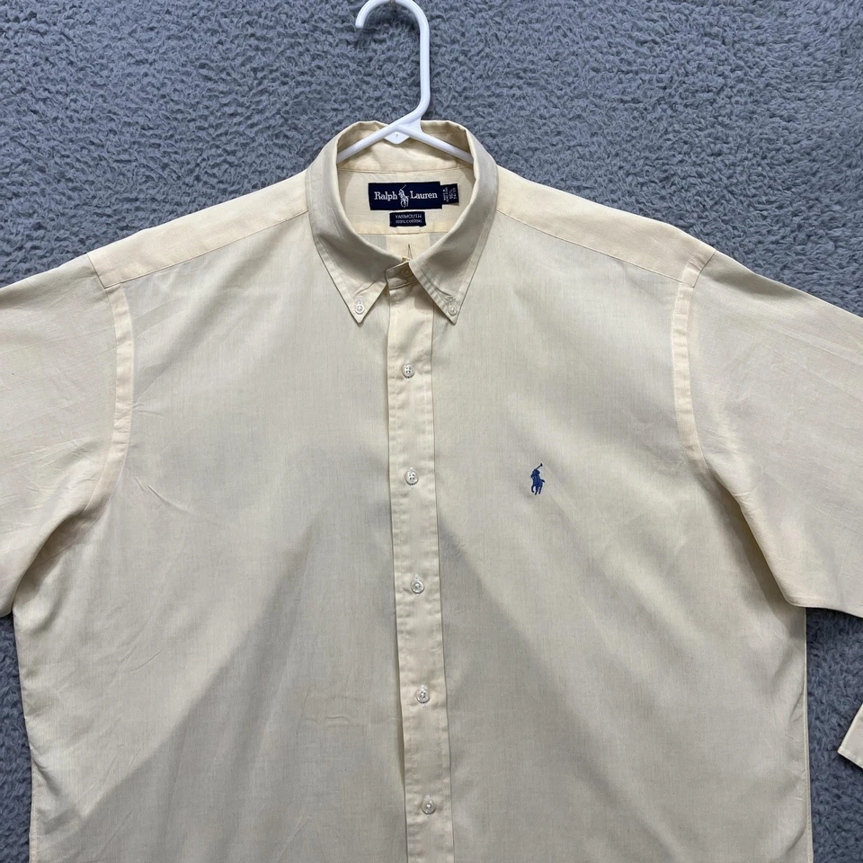 Vintage Ralph Lauren Shirt Mens 16.5 Yellow Long Sleeve Yarmouth Button Down 90s - Image 3 of 4