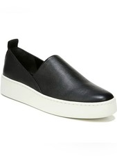 Vince Black Saxon-2 Stretch Leather Platform Slip On Sneakers White Platform