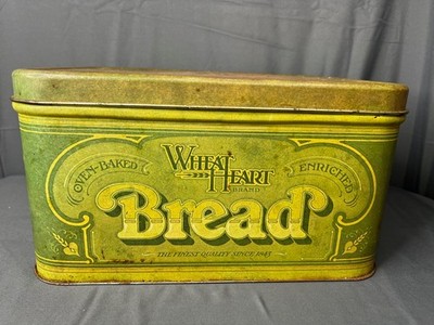 Vintage Wheat Heart Bread Tin | Mid-Century Embossed Metal Box - Farmhouse Decor