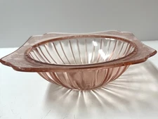 VTG Jeanette Pink Glass Depression Adam Pattern Serving Bowl