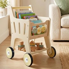 Wooden Shopping Cart Kids 3 in 1 Wooden Baby Push Walker Baby Doll Stroller Toy