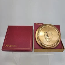 Vtg. Elgin American Round Pressed Powder Original Box Gold-Tone Compact Mirror