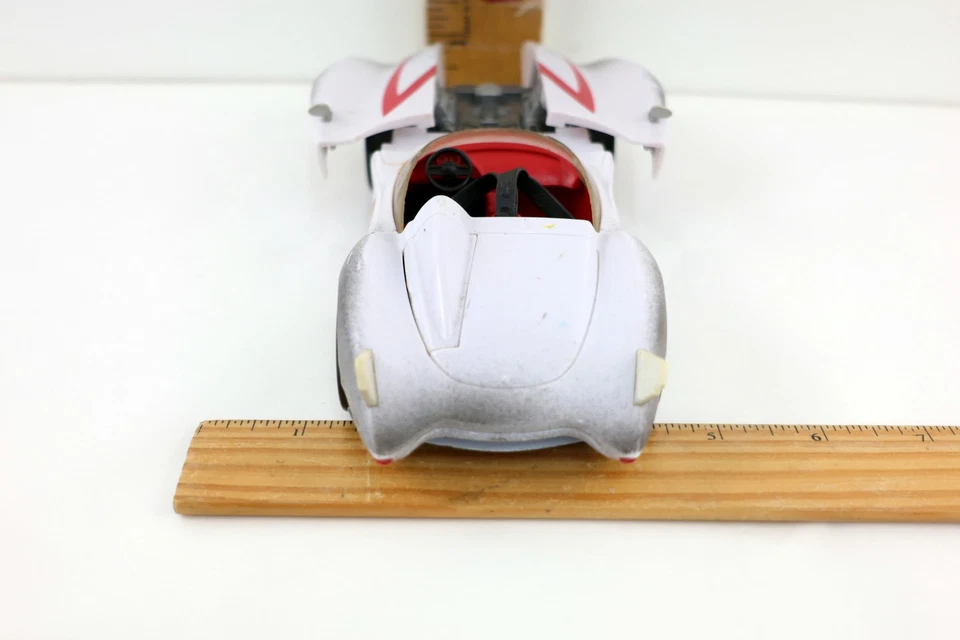 Speed Racer 8" Mach 5 #5 White Race Car Disc Launcher Mattel - No Discs - Image 3 of 4