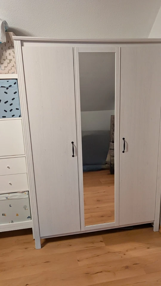 Kleiderschrank, weiß, IKEA, Brusali (190 cm/130cm/57cm) Spiegel, Selbstabholung