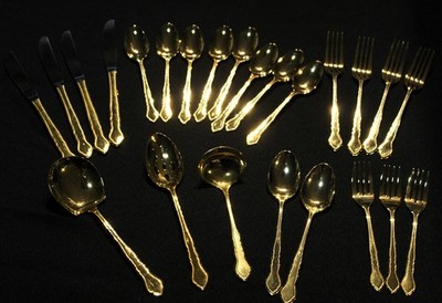 Elegance Korea Gold Plated 24 Piece Flatware Set