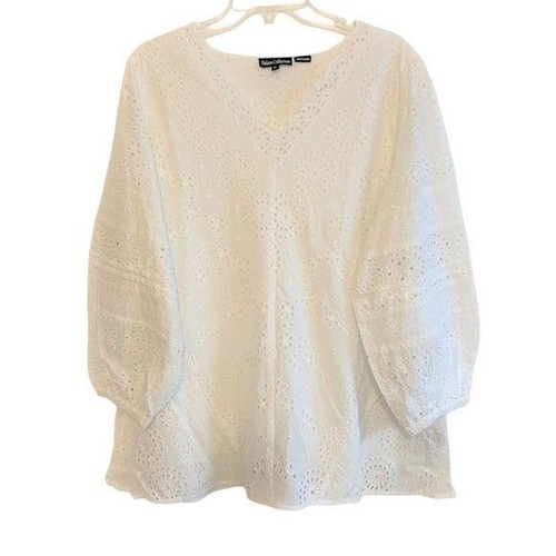 Tolani Collection Long Sleeve Eyelet Top X LARGE (909C) - Picture 4 of 5