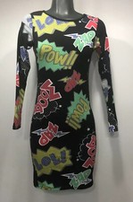 Pre Owned Comic Style Topshop Petite Stretchable Long Sleeve Women Dress Size 2