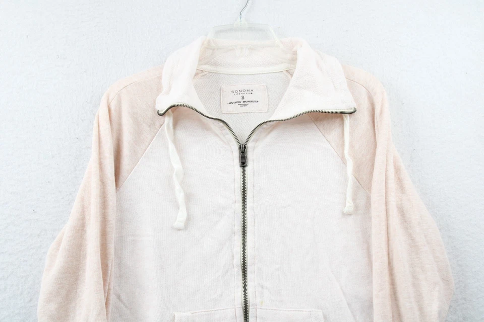 Sonoma Mujer Rosa Cremallera Completa Cuello Alto Sudadera Chaqueta Talla S Foto 2 de 4