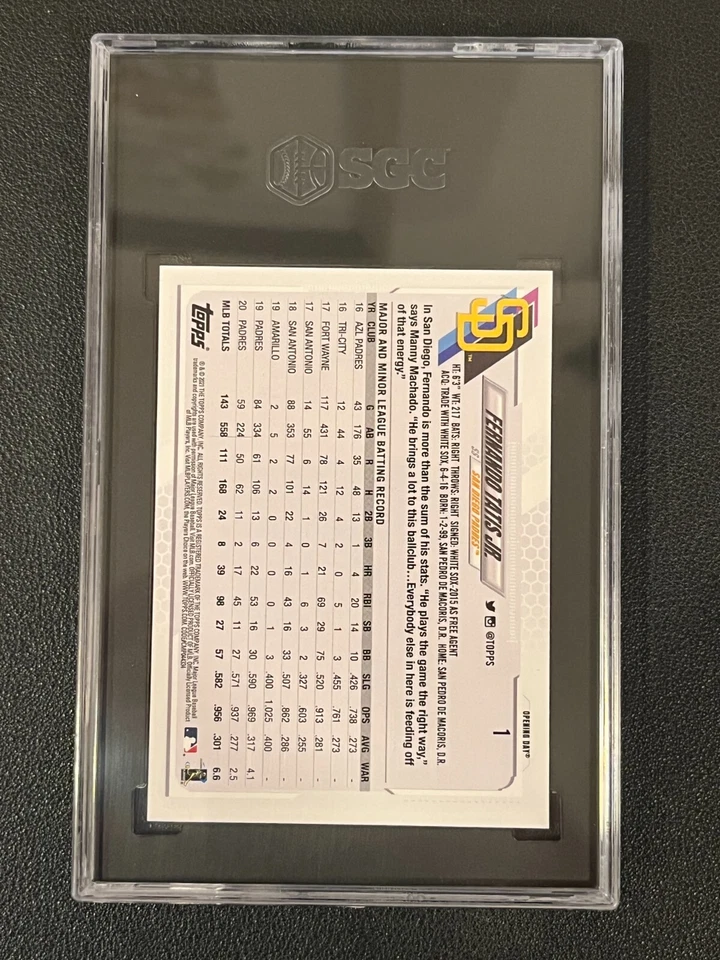 Fernando Tatis Jr 2021 Topps Opening Day SP Image Variation Hoodie SGC 9.5 - Image 2 of 2