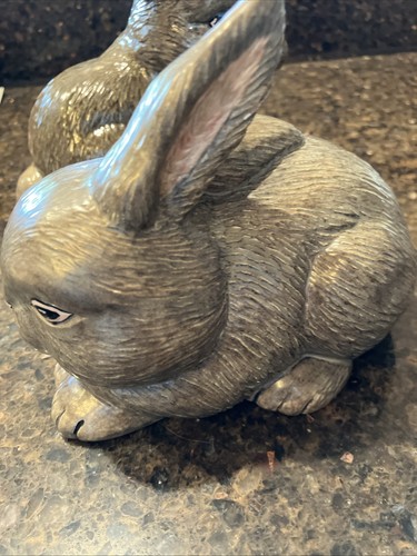 VTG Ceramic Mold Rabbits/Bunnies Hand painted 1998 Brown Set of 3 All Occasions - Picture 11 of 13