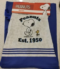 Peanuts Snoopy & Woodstock Apron Est. 1950 Blue Shadow Pattern Charlie Brown