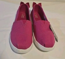 Toms Classics Pink Canvas Youth Girls Slip On Casual Flat Shoes