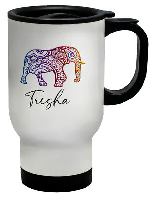 Personalisierter Reisebecher Tasse Mandala Muster Elefant