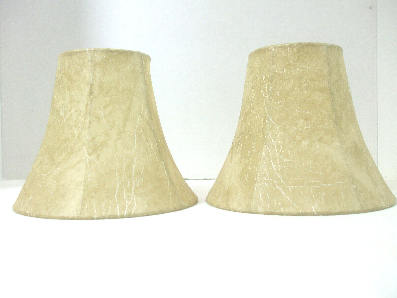2 Small ClipOn Bell Shape Lamp Shades Marbled Beige Color Vinyl