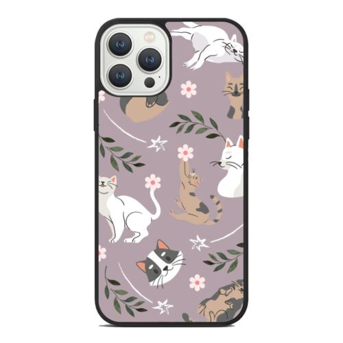 For iPhone SE XS XR Max 5 6 7 8 Plus kitten cat silhouette Pattern Hybrid Covers - Picture 11 of 25