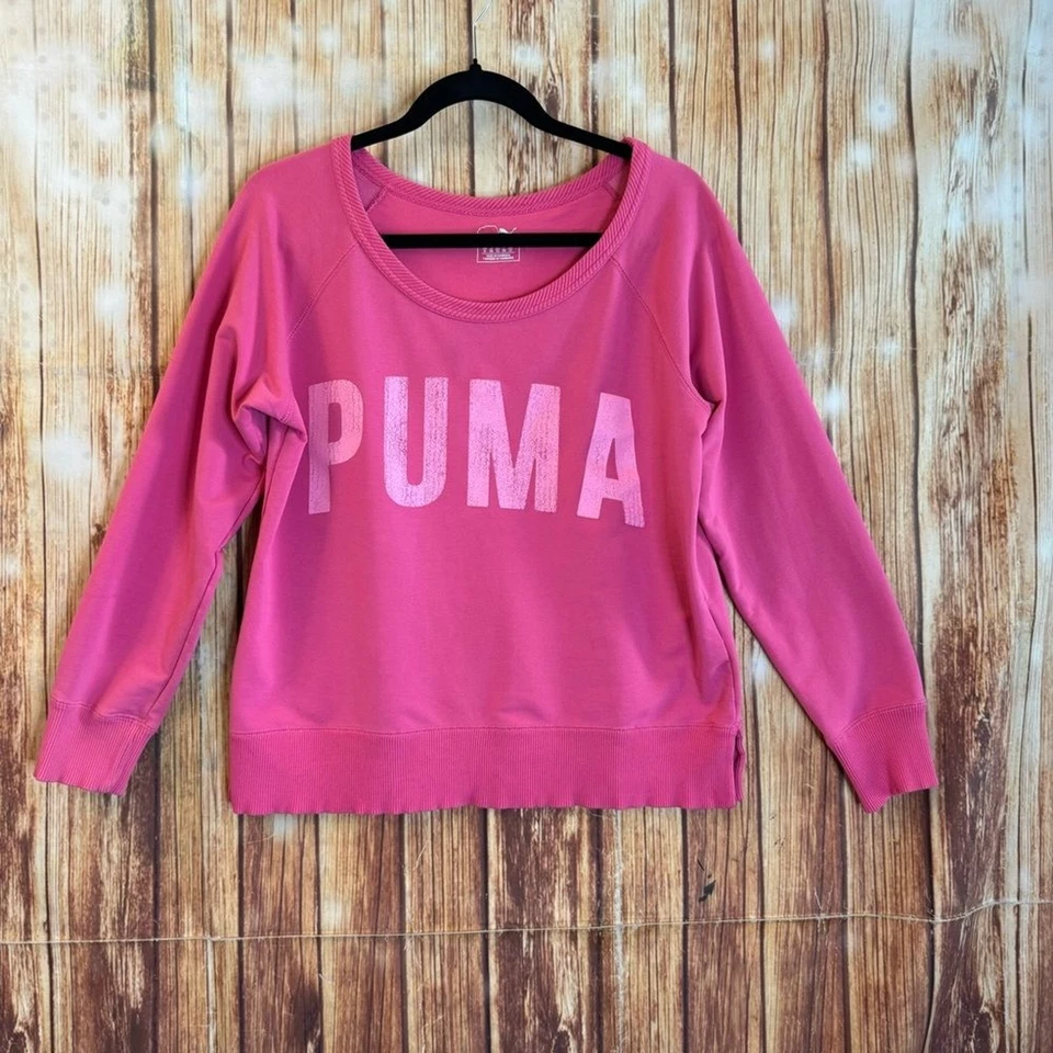 Puma Mujer Cuello Redondo Manga Larga Pullover Rosa Sudadera Talla Mediana Foto 3 de 4