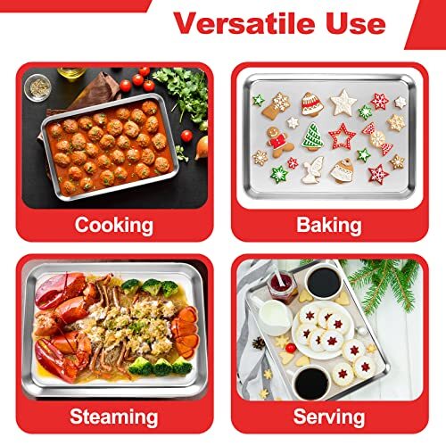 Quarter Sheet Pan, Stainless Steel Baking Sheet Toaster Oven Tray