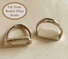 HORSING AROUND Traditional 1:9 ENGLISH STIRRUPS WITH WHITE BAR TREADS - Silver