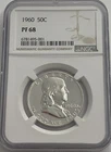 1960 NGC PF68 Proof Ben Franklin Half Dollar 50c 90% Silver White Coin White Lbl