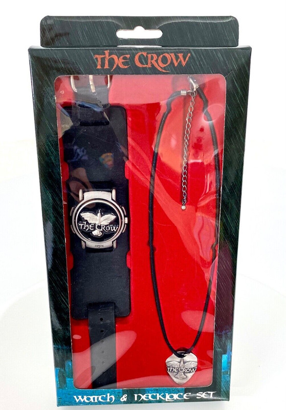 The Crow Movie Flip Watch & GUITAR PICK Necklace Set from 2004 Brandon Lee NECA