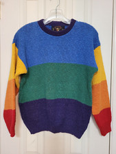 VINTAGE LAKE HARMONY U.S.A. MULTICOLORED STRIPED SWEATER BOYS SIZE L PRE-OWNED