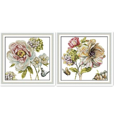 Hydrangeas Cross Stitch Kit - Flower Pattern Hand Stitching Handmade Embroidery