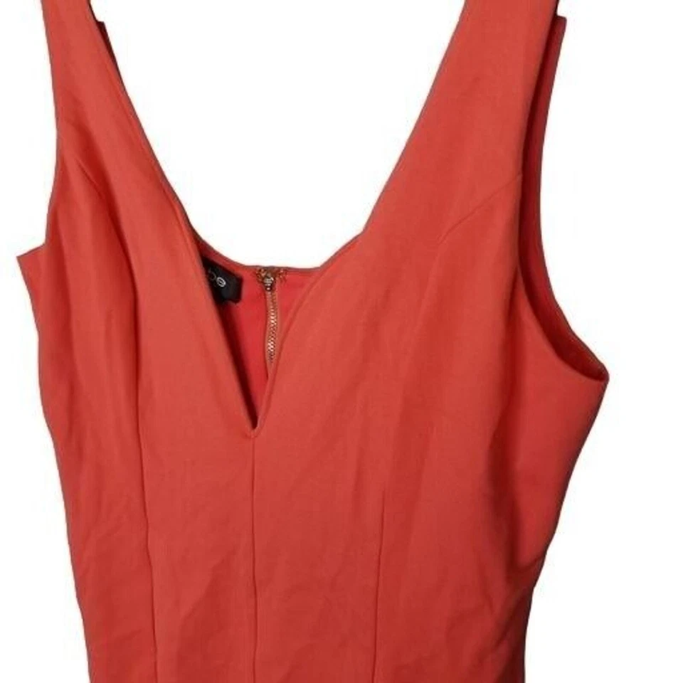 Mini Vestido Bebe Para Mujer M Naranja Sin Mangas Ajuste Cuello en V Bodycon Forrado Foto 4 de 4
