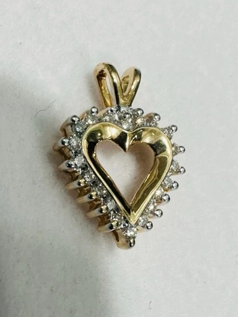 ESTATE 14K YELLOW GOLD HEART DIAMOND PENDANT - Image 4 of 4