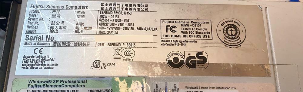 [M-TN 1143] 富士通 esprimo D753/G i5 FUJITSU ESPRIMO P3521 E85+ Intel Core Duo CPU E7500@ 2.93