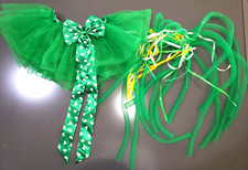 girls ST PATRICKS DAY LIGHT UP HEADBAND SKIRT WITH LONG CLOVER BOW 22 inch waist