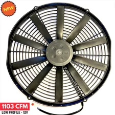 16" Low Profile Straight Blade Slim Pusher Fan Electric Radiator Cooling Fan 12V