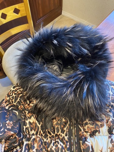 Lisa-Rella Girls' Quilted 80% Down Coat with Real Fur Trim Animal Print Sz 10 A - Picture 12 of 17