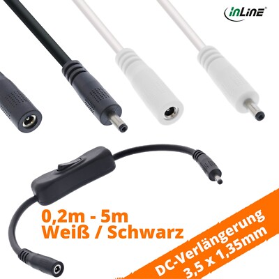 DC Verlängerung LED Strip Buchse Stecker 3,5 x 1,35mm Weiß Schwarz 0,2m - 5m