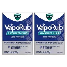 Vicks VapoRub Advanced Plus Cough Suppressant Topical Chest Rub 2.82oz Lot of 2