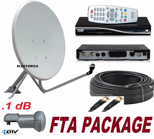 39" SATELLITE DISH ANTENNA + DREAMBOX DM100 FTA RECEIVER + LNB +100 FT RG6 CABLE