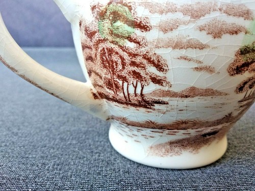 Vintage Nasco Brown Transferware Mountain Wood Land 12 oz Creamer - Picture 5 of 12